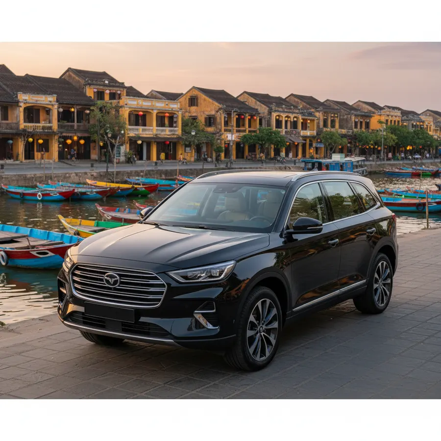 Fleet of 16-seater new family cars for transporting relatives, elegant and clean