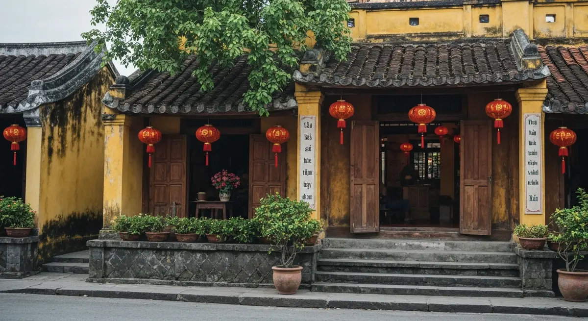 一盤剛上桌的會安啤酒香茅蒸跳跳蝦，蝦子紅潤油亮地擺放在香蕉葉上，背景是傍晚的 Thu Bồn 河景——來會安必吃不容錯過的特色海鮮