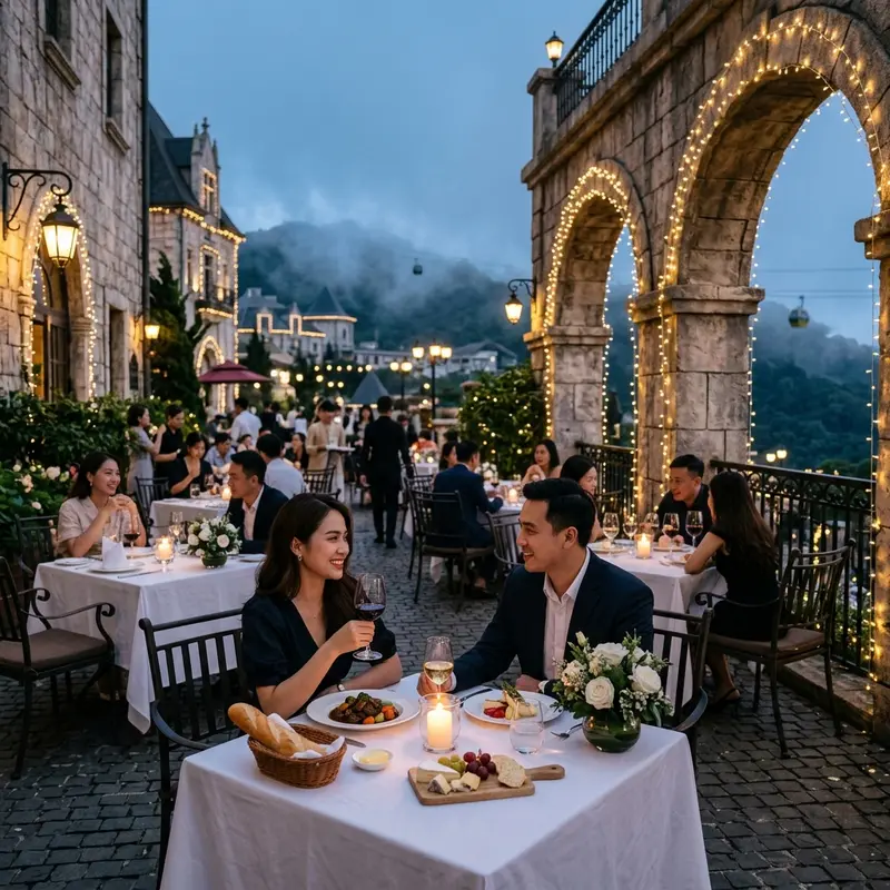 Nhà hàng Pháp và ăn tối lãng mạn tại Bà Nà Hills