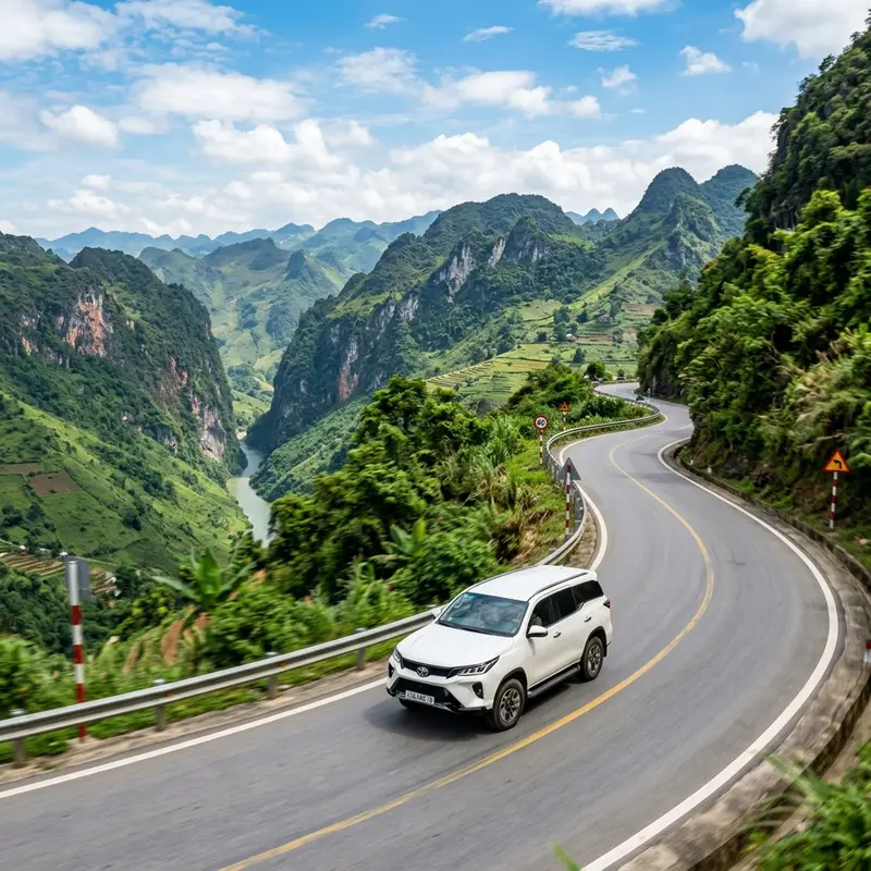 Toyota Fortuner on the Ba Na mountain road