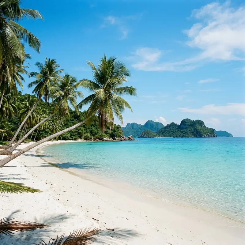 Beautiful pristine Central Vietnamese beach with soft white sand and clear blue water