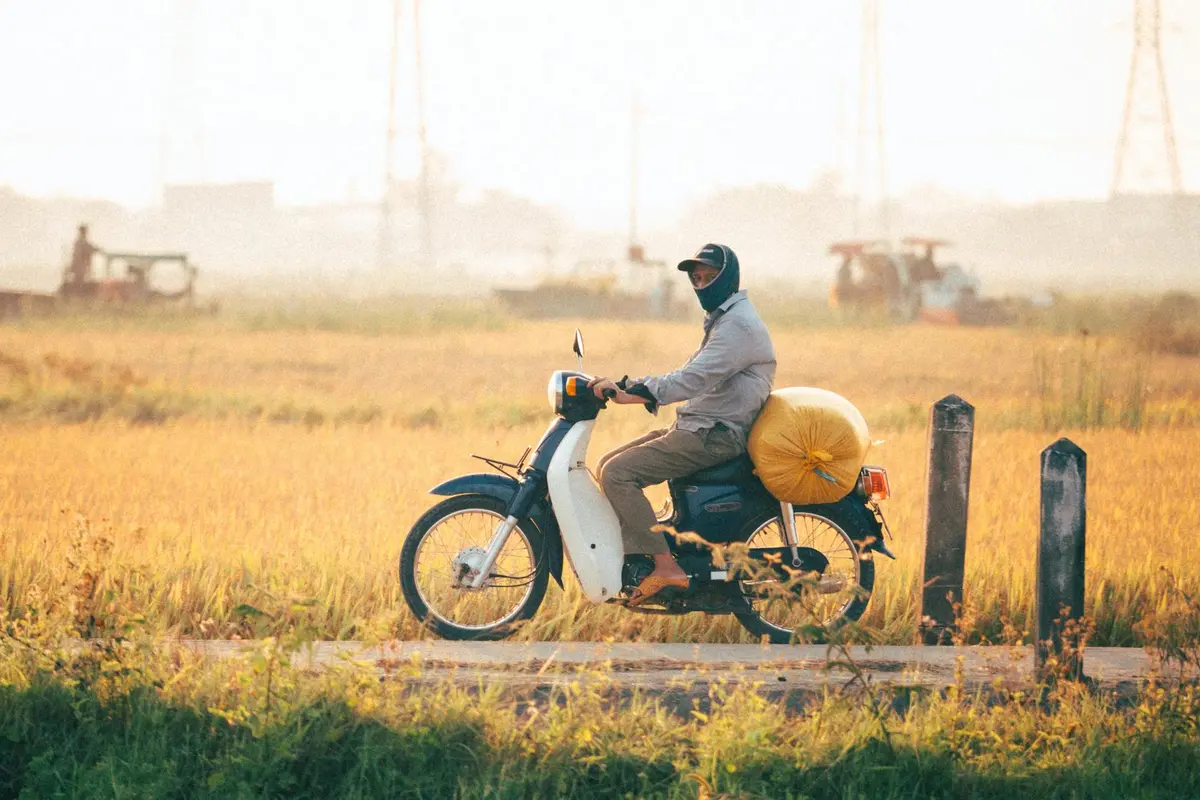 Motorcycle on scenic central Vietnam route
