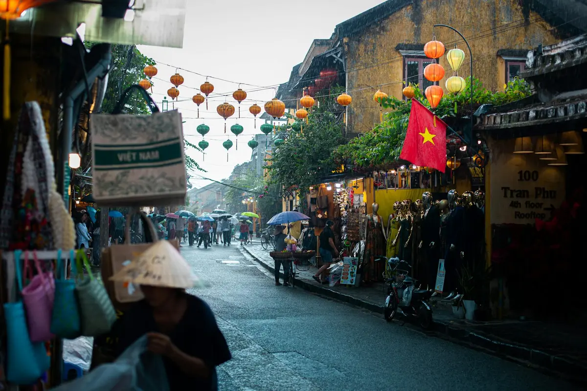 Hoi An in gentle rain creating romantic Old Town atmosphere