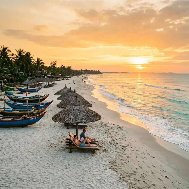 Sunset at An Bang Beach, Hoi An, viewed from the resort