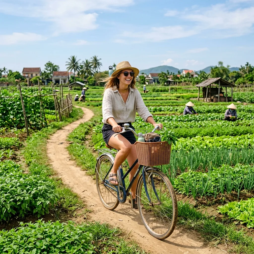 Cung đường đạp xe qua đồng lúa thanh bình kết nối giữa phố cổ và các làng nghề Hội An