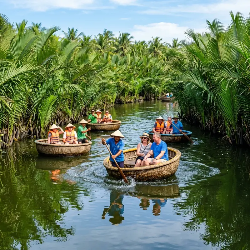 Rừng dừa Bảy Mẫu và thuyền thúng đặc trưng Hội An