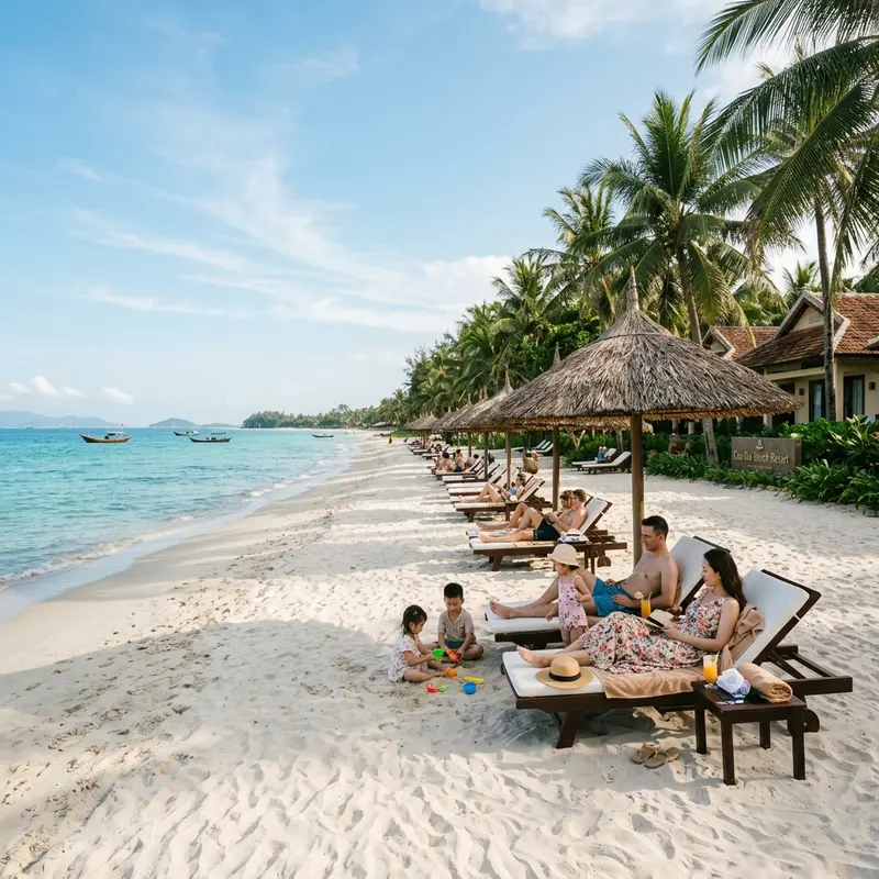 Private beach of Hoi An Beach Resort overlooking the pristine Cua Dai Sea