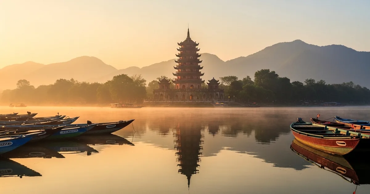 Chùa Thiên Mụ tĩnh lặng bên sông Hương