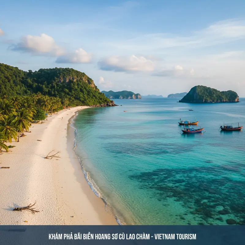 Pristine Cu Lao Cham beach with clear blue water, white sand, and few tourists – explore the pristine Cu Lao Cham beach