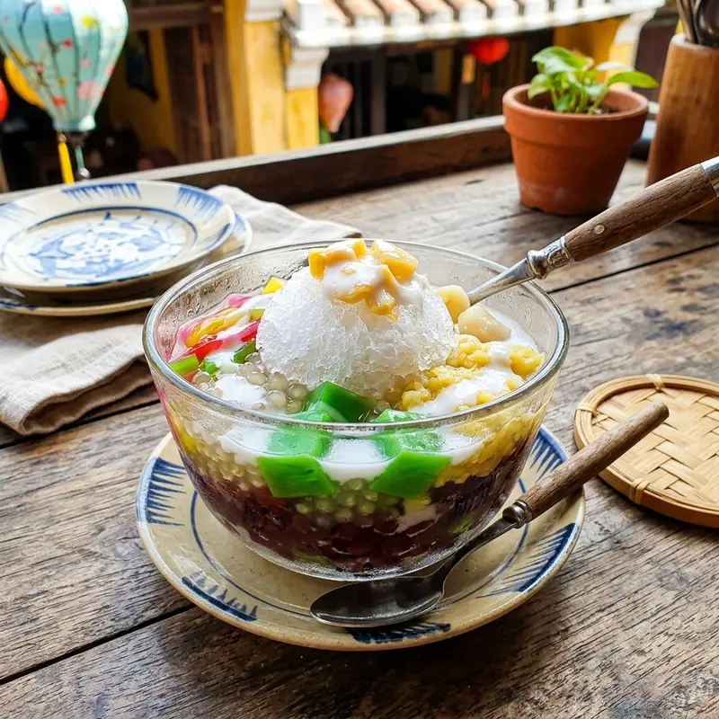 Chè bắp Hội An với đậu, thạch, nước cốt dừa và đá bào mịn mát lạnh