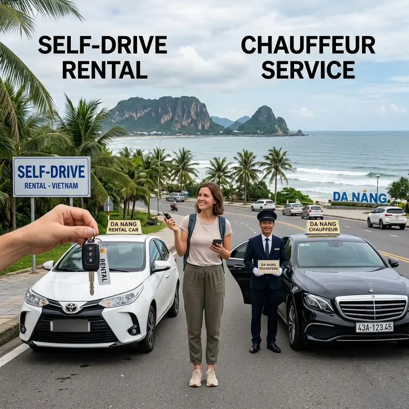 Synchronized Ford Transit 16-seater fleet serving company groups in Da Nang
