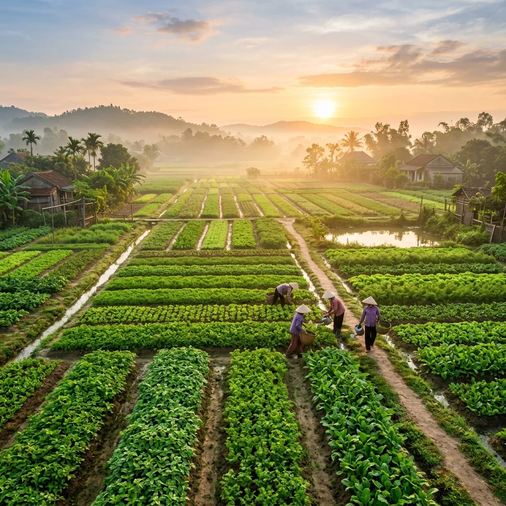 Con đường làng rau Trà Quế thơ mộng tĩnh lặng