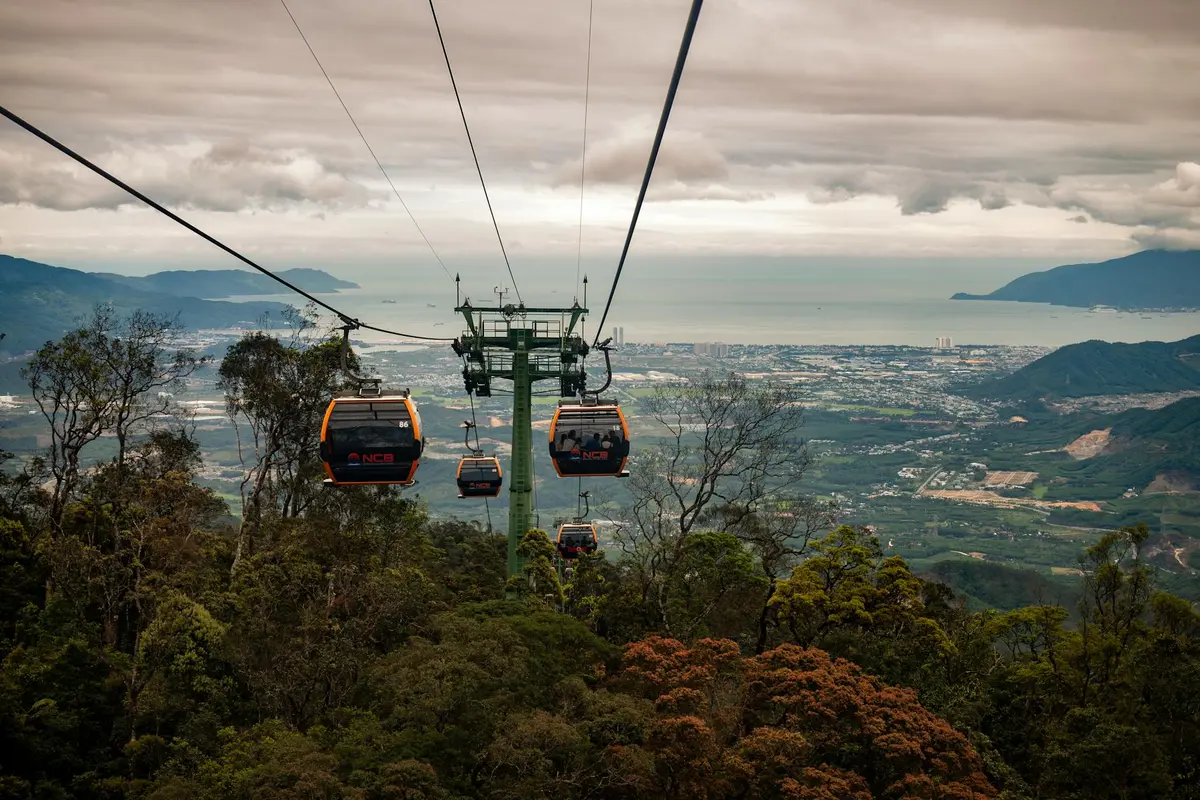 Golden Bridge Ba Na Hills in sunlight