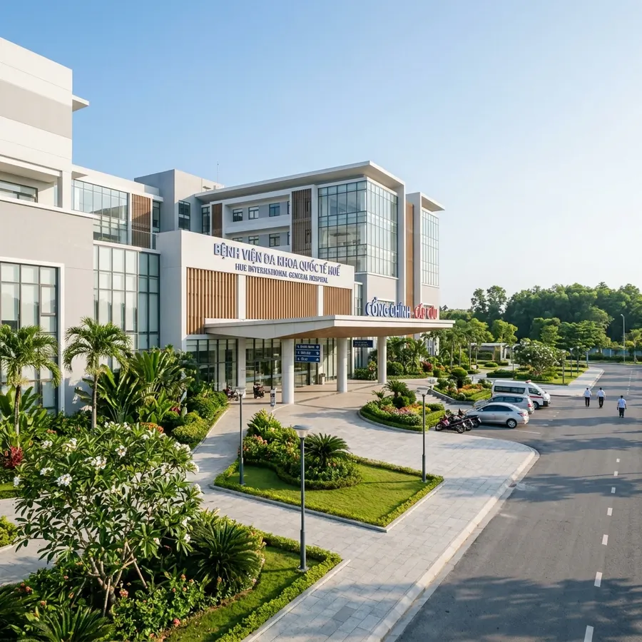 Hue Hospital entrance is spacious