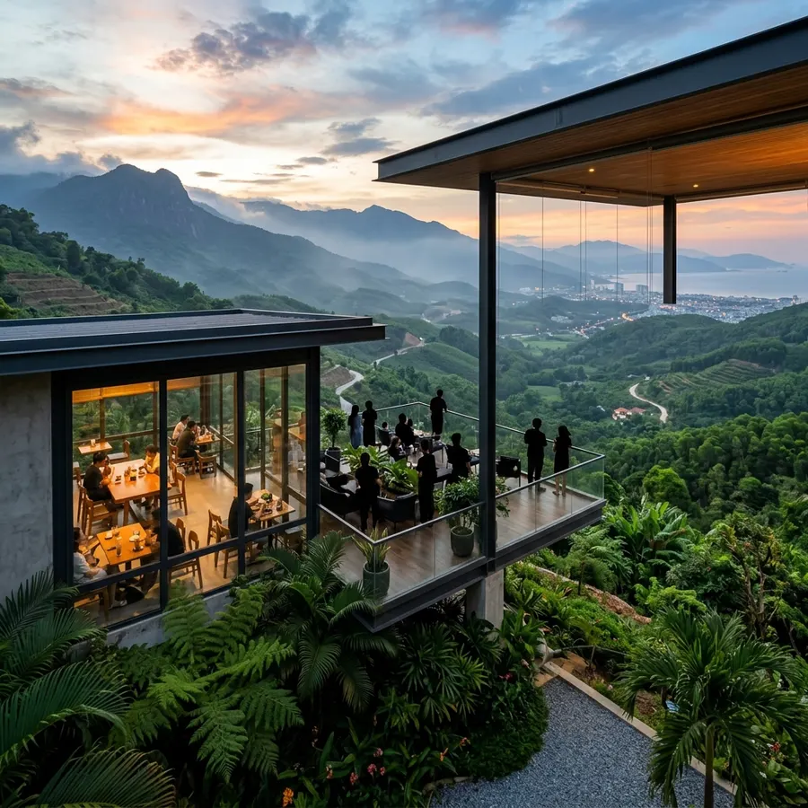 Mountain view and valley view cafe in Da Nang