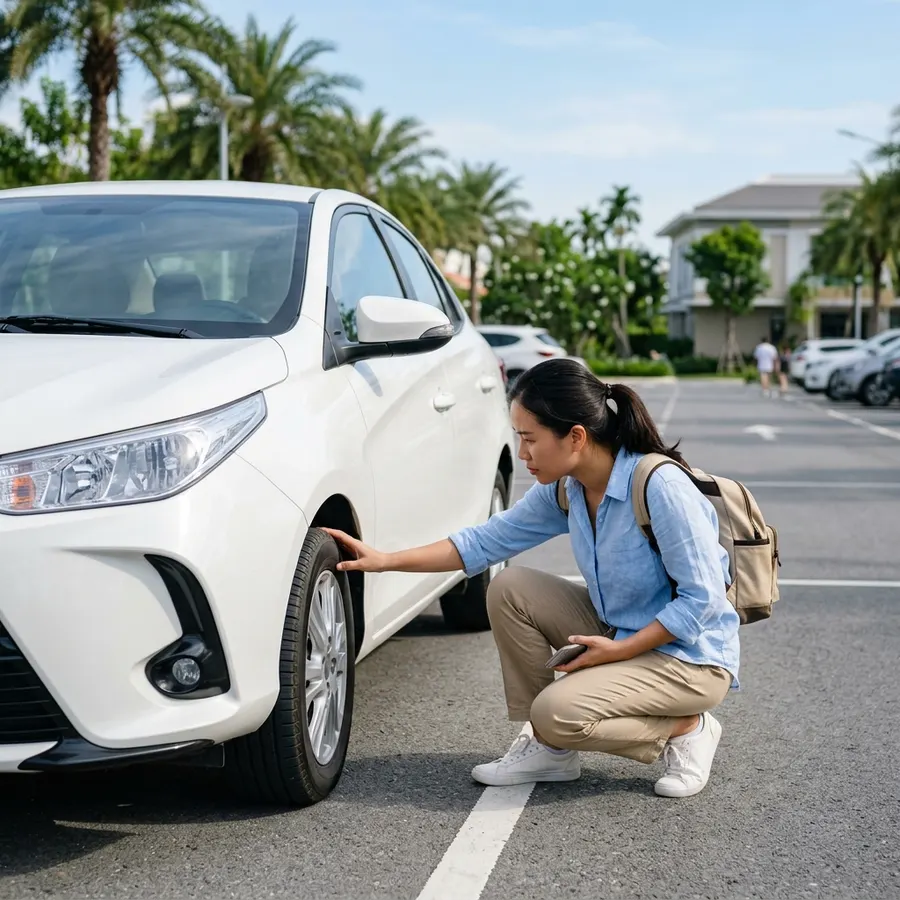 Check car exterior before pickup