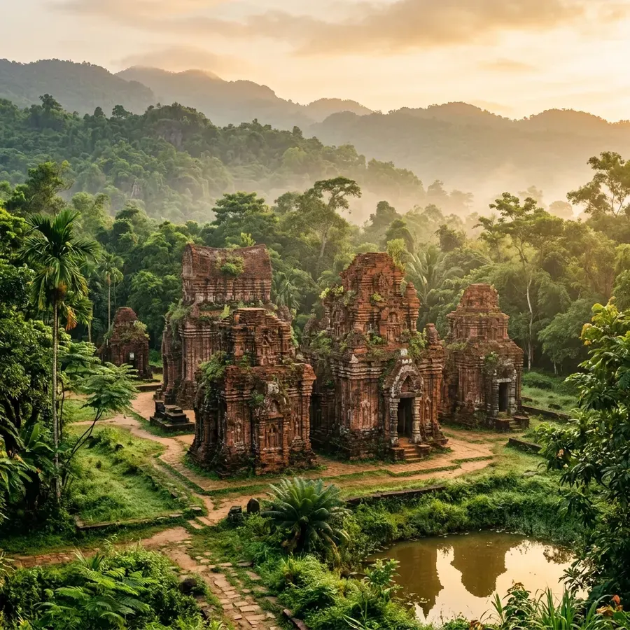 Thánh địa My Son buổi sáng sớm