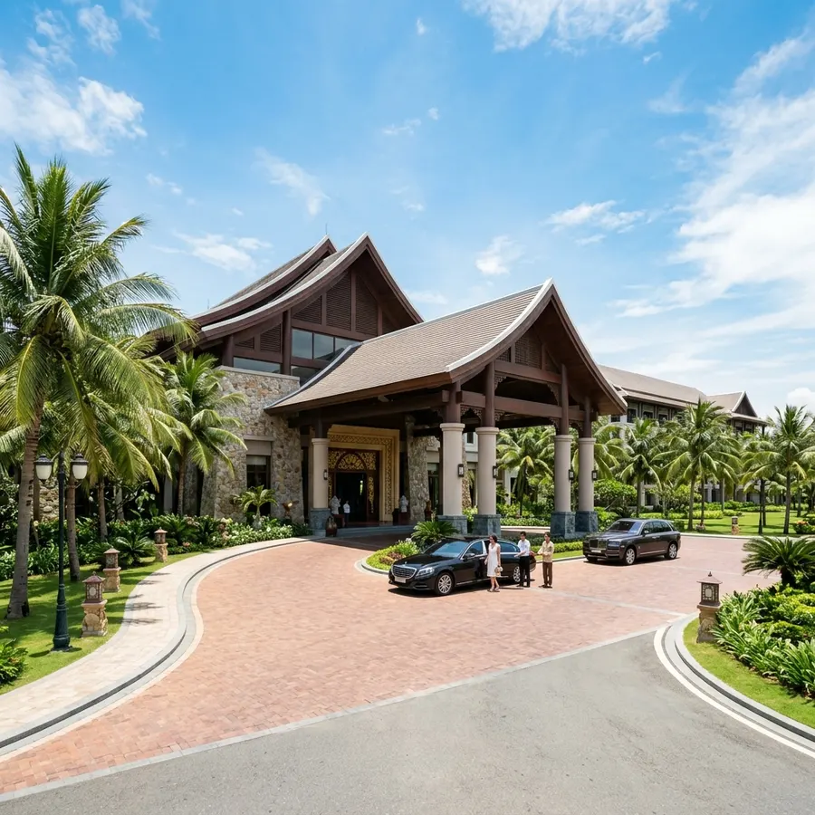 The majestic welcome gate of Vinpearl Nam Hoi An resort