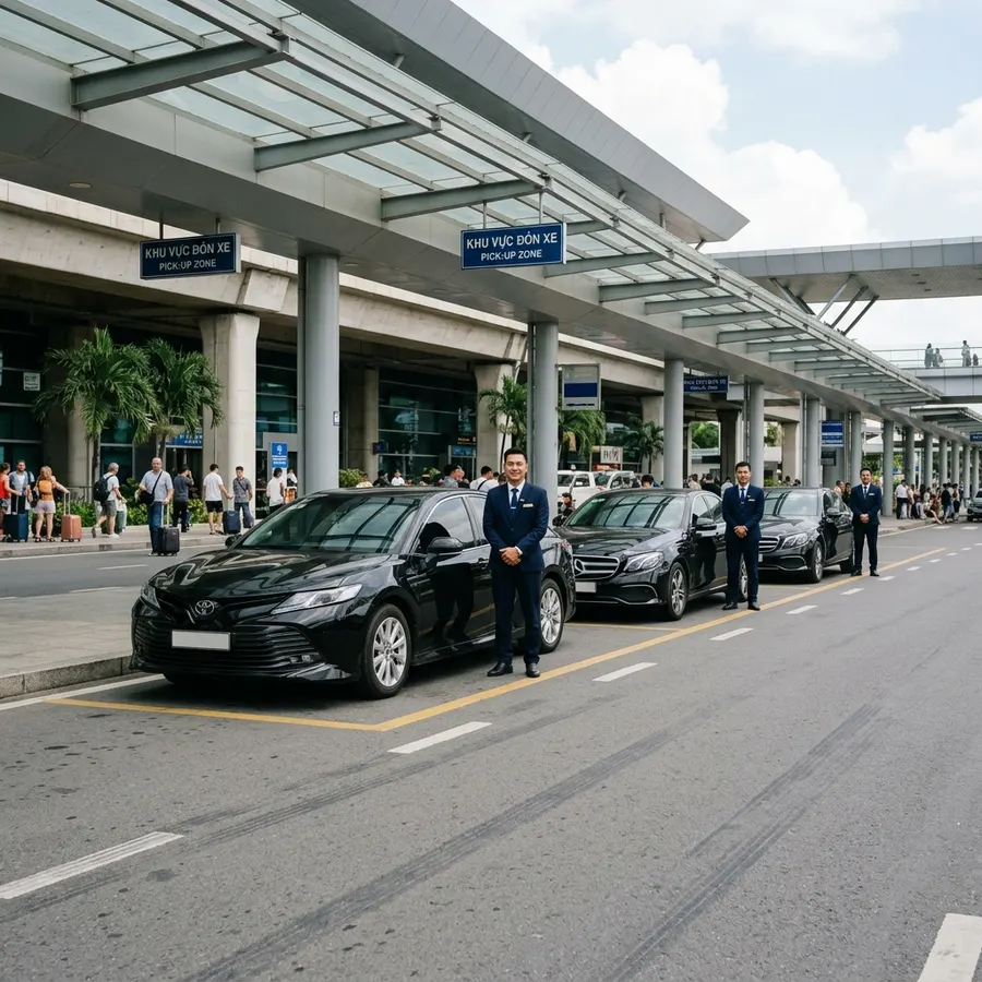 Professional private service fleet waiting to pick up guests