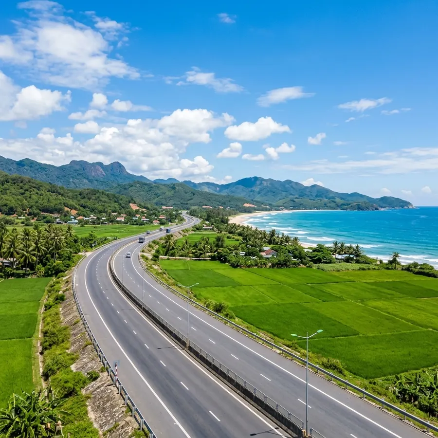 Spacious coastal highway from Da Nang to Tam Ky, Quang Ngai