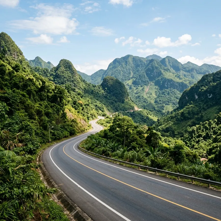 Beautiful highway connecting Hoi An and Hue