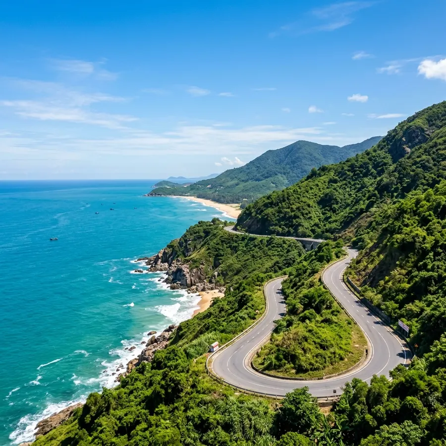 Coastal road from Hoi An to Hue