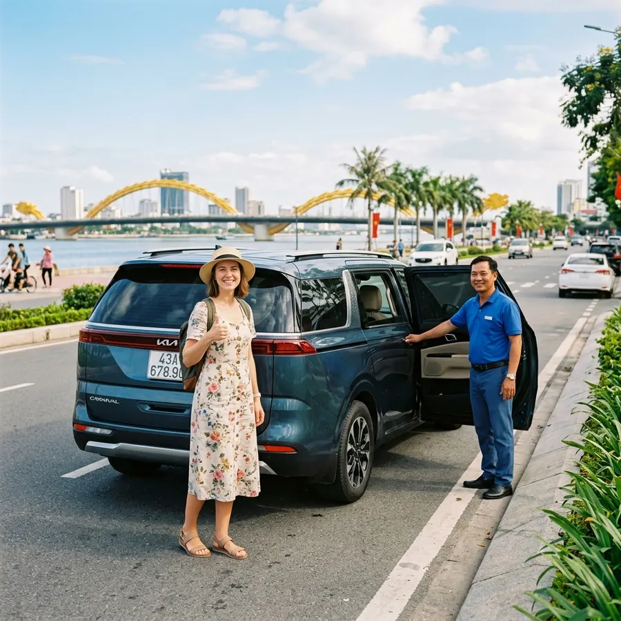 Happy passengers satisfied with their tourist car booking