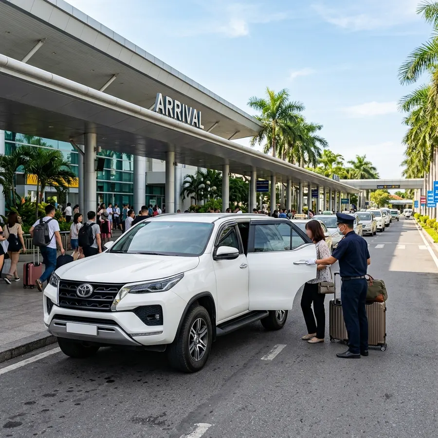 SUV picking up passengers at Da Nang airport
