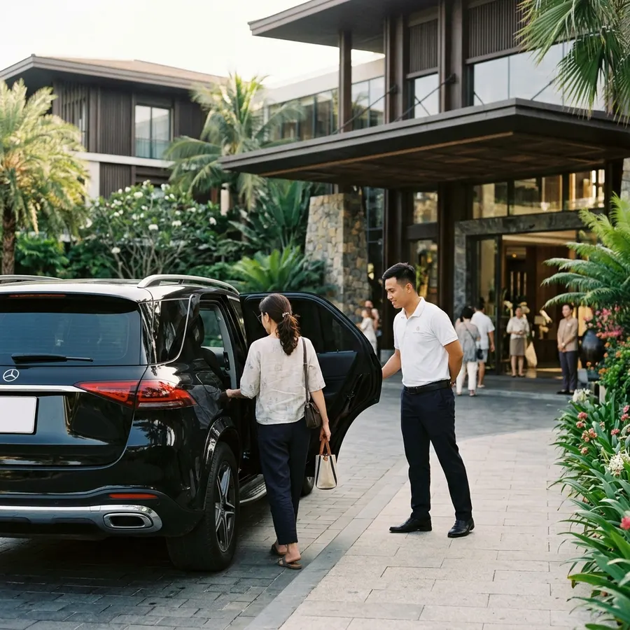 Driver providing professional door service