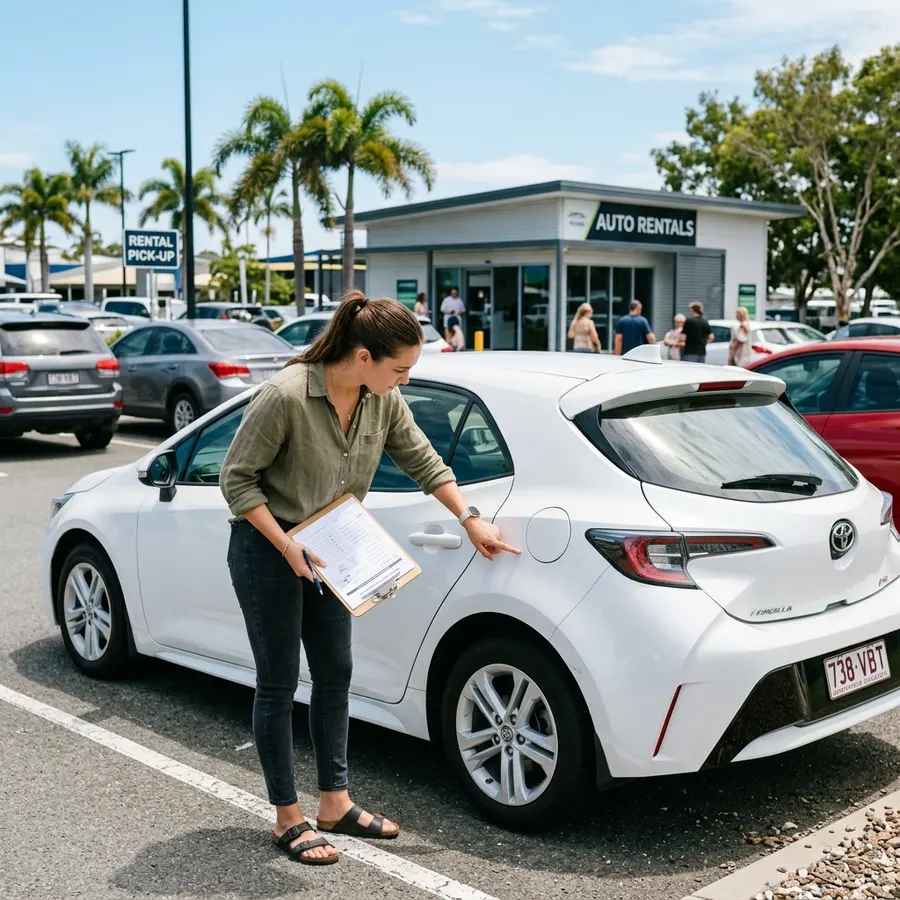 Thoroughly check the car’s exterior condition before pickup