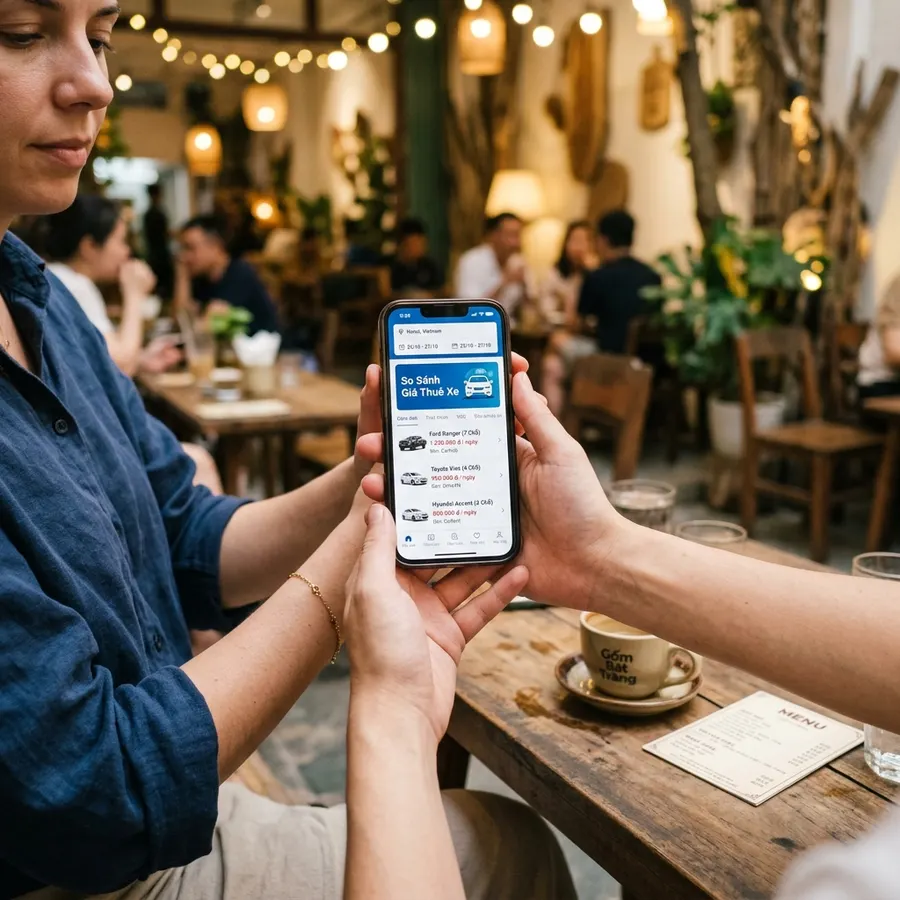 Compare car rental prices on a smartphone