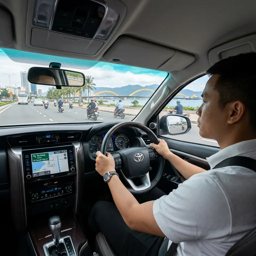 Professional driver picking up passengers