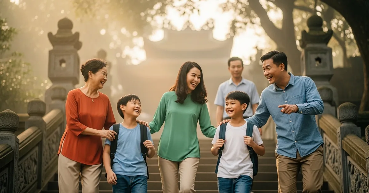 Gia đình đi du lịch Núi Thần Tài Đà Nẵng