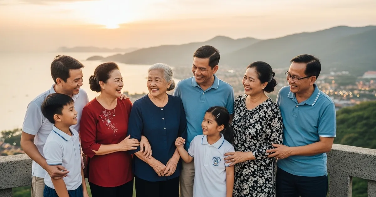 Gia đình du lịch Núi Thần Tài