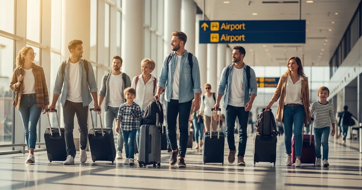 Hành khách di chuyển tại sân bay với hành lý
