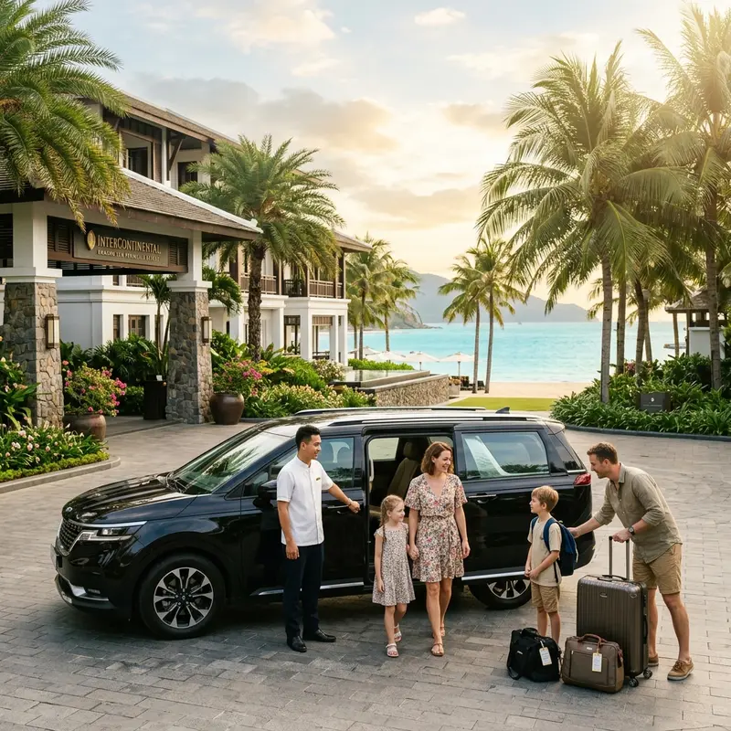Xe 7 chỗ đón khách chuyên nghiệp tại resort ven biển Hội An