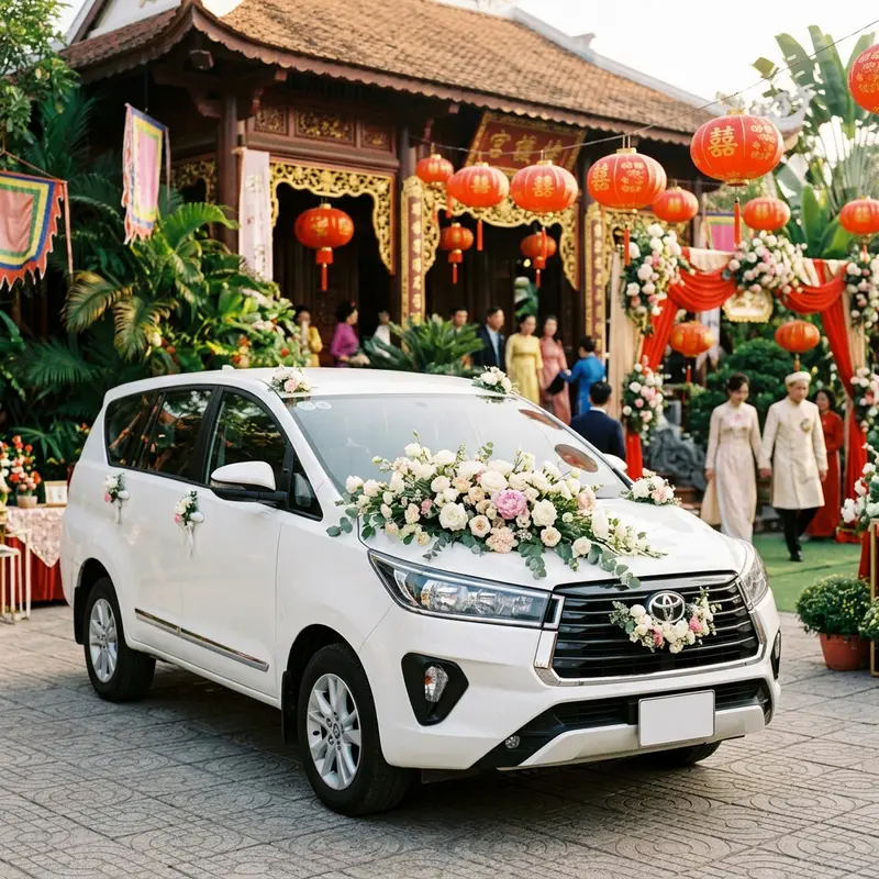 Xe hoa cưới trang trí lộng lẫy tại Hội An