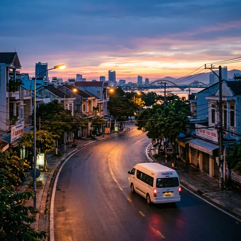 Xe đưa đón ga tàu giá rẻ Đà Nẵng — phố rạng sáng yên tĩnh